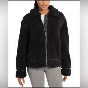 New BearPaw Moto Sherpa Black Teddy Jacket XL NWT